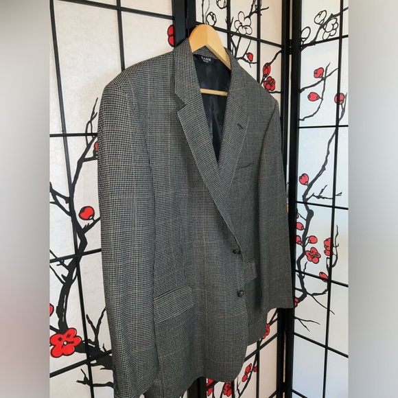 Jos. A. Bank 44R Black Gold Dark Drown Wool Silk Plaid Suit Blazer Jacket Coat - Picture 5 of 11